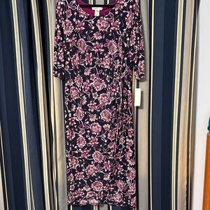 Robbie Bee size 1X purple floral faux-wrap dress